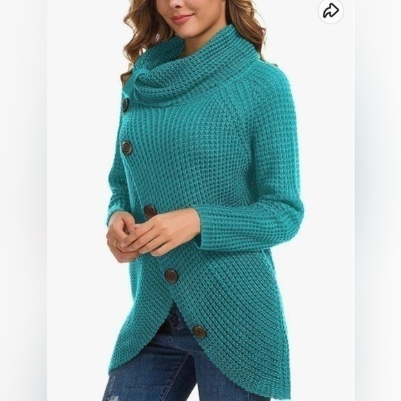 NWT - GRECERELLE Women's Solid Color Chunky Button Pullover Sweater Sz large - Picture 3 of 8